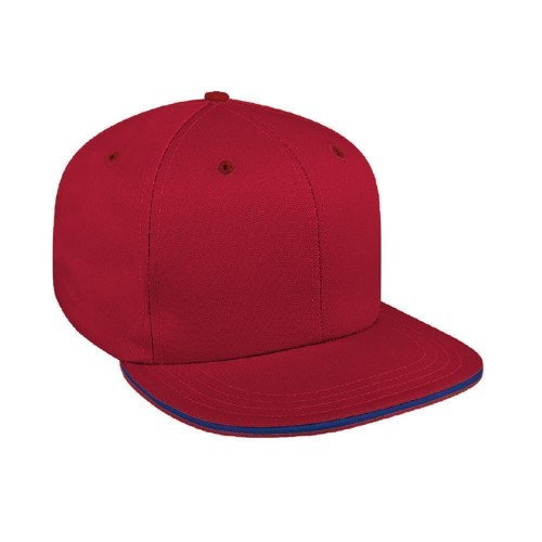 Red-Navy Brushed Velcro Flat Brim