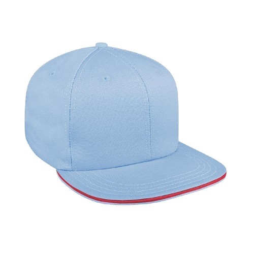 Light Blue-Red Brushed Velcro Flat Brim Light Blue-Red Brushed Velcro Flat Brim
