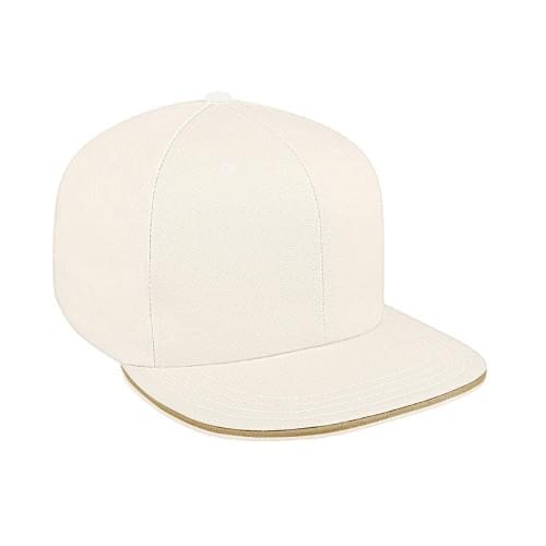 White-Khaki Brushed Velcro Flat Brim