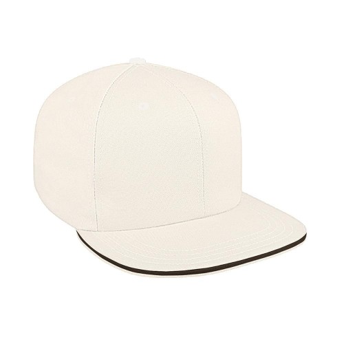White-Black Ripstop Leather Flat Brim