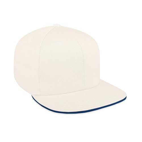 White-Navy Brushed Velcro Flat Brim White-Navy Brushed Velcro Flat Brim