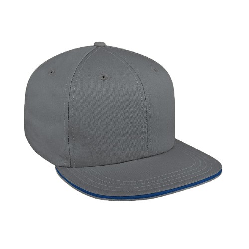 Light Gray-Navy Ripstop Leather Flat Brim