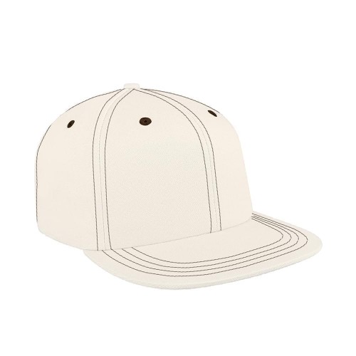 Contrast Stitching Canvas Self Strap Flat Brim