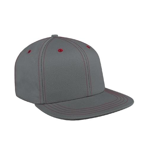 Contrast Stitching Twill Leather Flat Brim