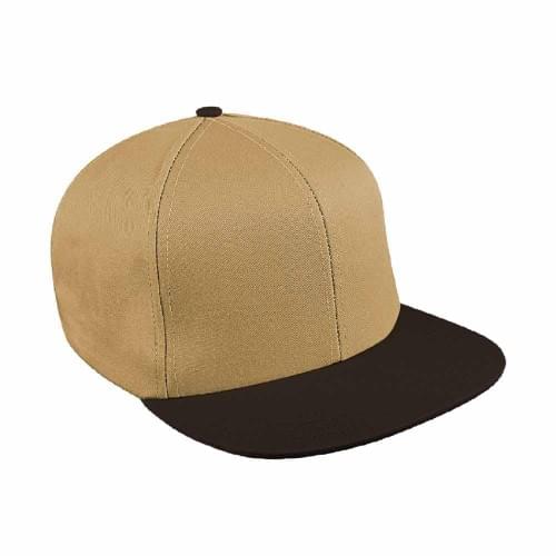 Two Tone Canvas Self Strap Flat Brim