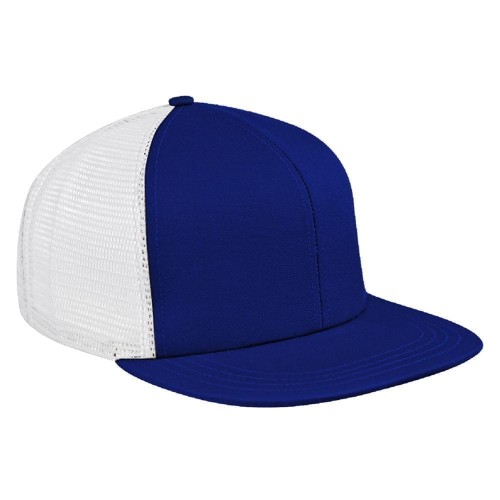Royal Blue-White Brushed Front Slide Buckle Flat Brim