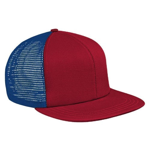 Red-Navy Brushed Front Slide Buckle Flat Brim