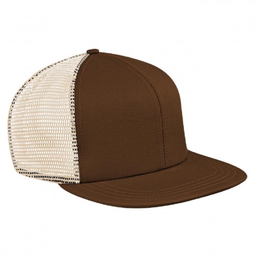 Brown-Khaki Meshback Velcro Flat Brim