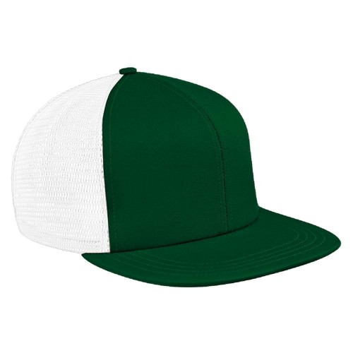 Kelly Green-White Meshback Velcro Flat Brim
