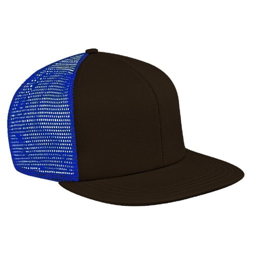 Black-Royal Blue Meshback Slide Buckle Flat Brim