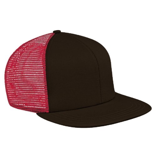Black-Red Brushed Front Slide Buckle Flat Brim