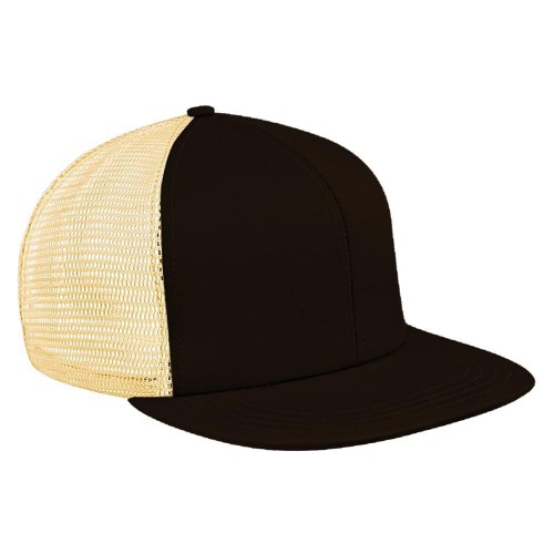 Black-Athletic Gold Meshback Snapback Flat Brim