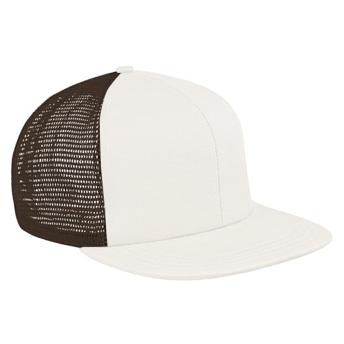 White-Black Brushed Front Snapback Flat Brim