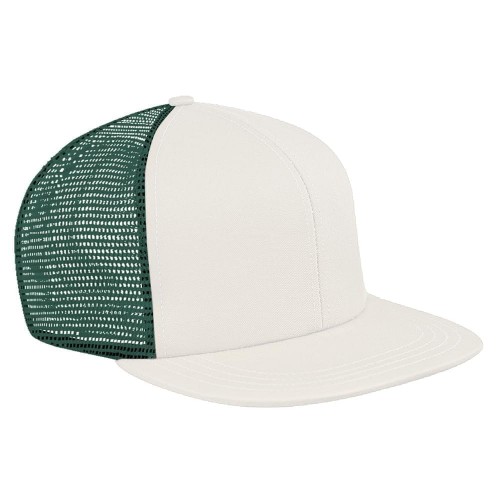White-Hunter Green Meshback Slide Buckle Flat Brim White-Hunter Green Meshback Slide Buckle Flat Brim