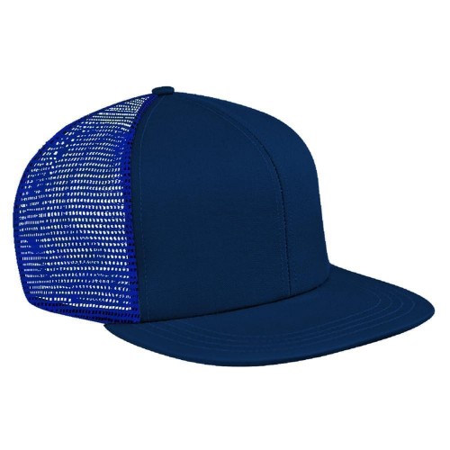 Navy-Royal Blue Meshback Snapback Flat Brim