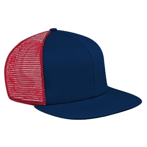 Navy-Red Brushed Front Snapback Flat Brim