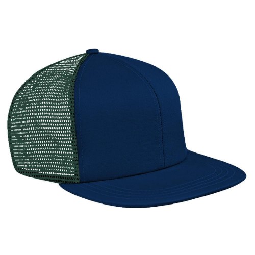 Navy-Hunter Green Meshback Slide Buckle Flat Brim Navy-Hunter Green Meshback Slide Buckle Flat Brim