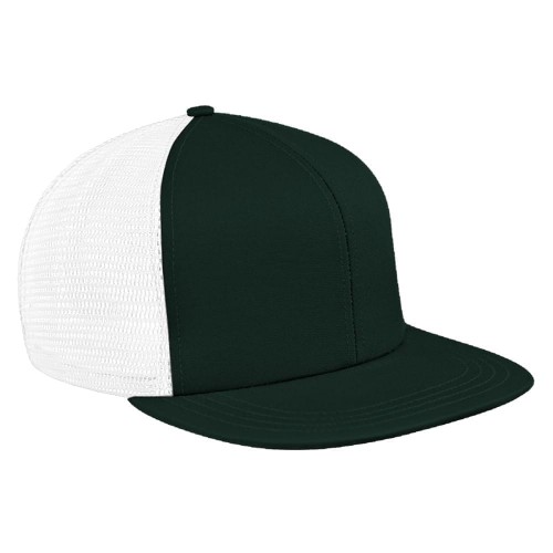 Hunter Green-White Meshback Velcro Flat Brim
