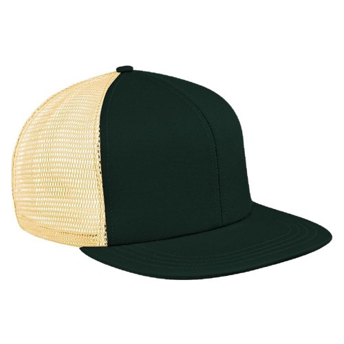 Hunter Green-Athletic Gold Meshback Velcro Flat Brim Hunter Green-Athletic Gold Meshback Velcro Flat Brim