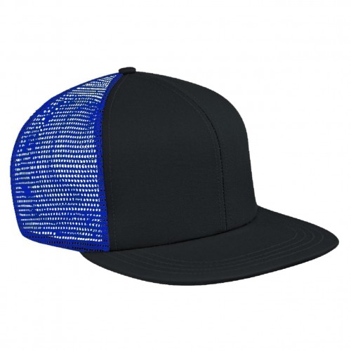 Dark Gray-Royal Blue Meshback Snapback Flat Brim Dark Gray-Royal Blue Meshback Snapback Flat Brim