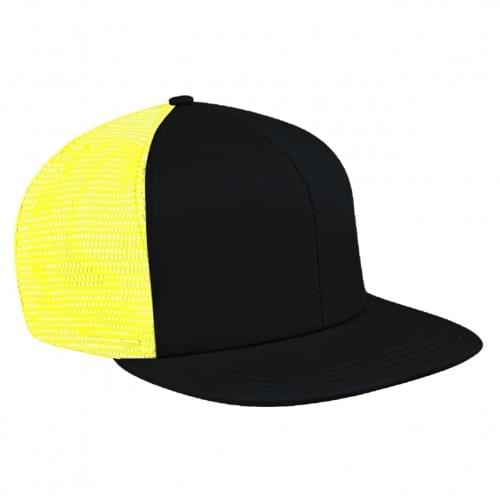 Dark Gray-Safety Green Meshback Velcro Flat Brim