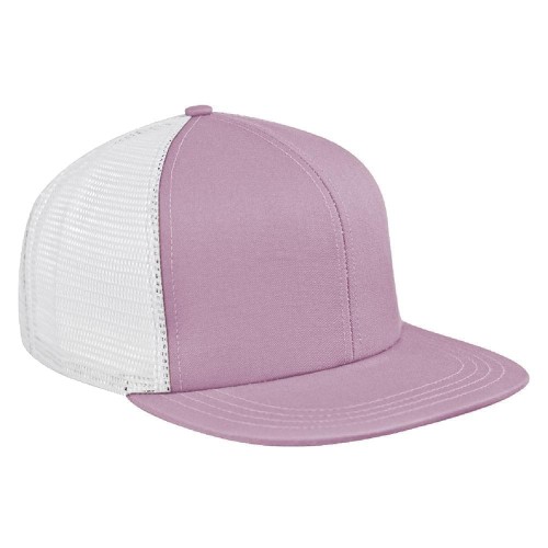 Pink-White Brushed Front Slide Buckle Flat Brim Pink-White Brushed Front Slide Buckle Flat Brim