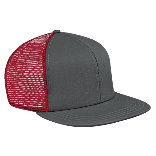 Light Gray-Red Meshback Snapback Flat Brim