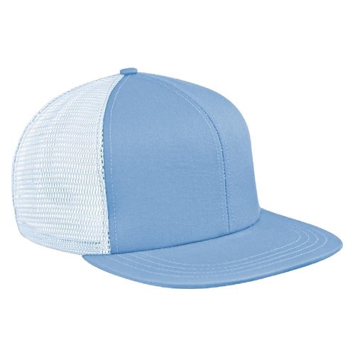 Light Blue-Light Blue Meshback Snapback Flat Brim