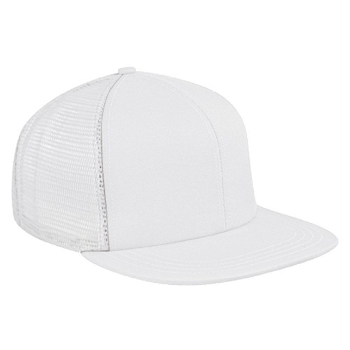 White Brushed Front Slide Buckle Flat Brim