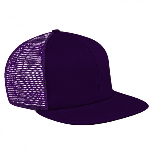 Purple-Purple Meshback Snapback Flat Brim