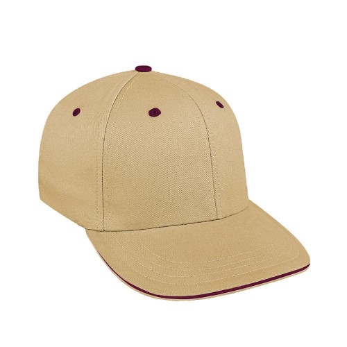 Khaki-Burgundy Accent Trim Prostyle Duck Leather Baseball Cap