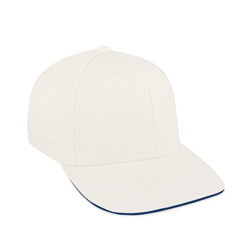 White-Navy Sandwich Prostyle Denim Leather Baseball Cap