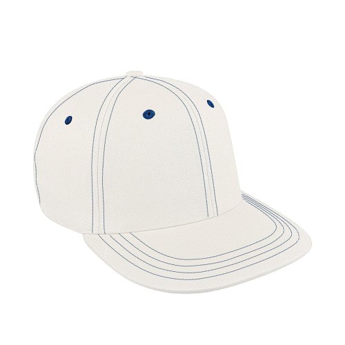White-Navy Accent Stitch Prostyle Duck Leather Baseball Cap