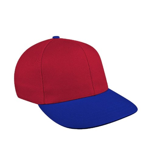 Red-Royal Blue 2 Tone Prostyle Duck Leather Baseball Cap