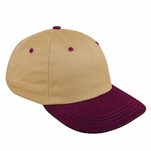 Khaki-Burgundy Canvas Snapback Dad Cap