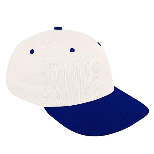 White-Royal Blue Canvas Leather Dad Cap