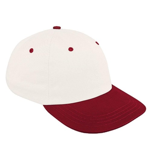 White-Red Canvas Leather Dad Cap White-Red Canvas Leather Dad Cap