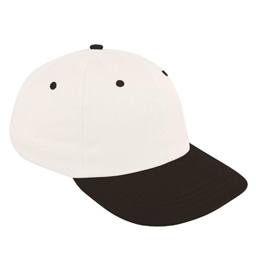 White-Black Canvas Self Strap Dad Cap