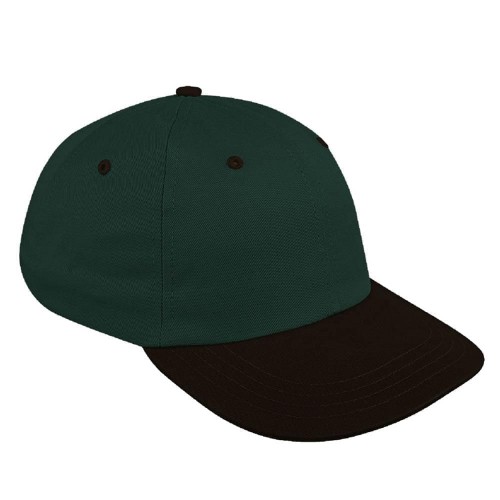 Hunter Green-Black Canvas Leather Dad Cap