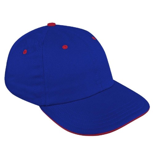 Royal Blue-Red Canvas Leather Dad Cap