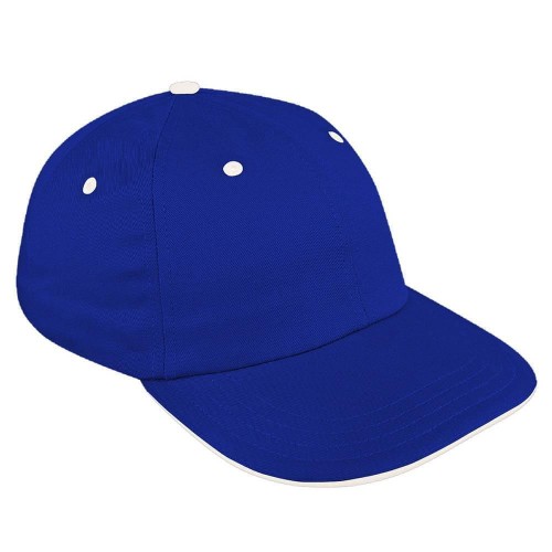 Royal Blue-White Canvas Leather Dad Cap Royal Blue-White Canvas Leather Dad Cap