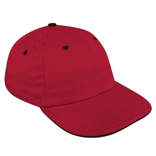 Red-Black Canvas Self Strap Dad Cap