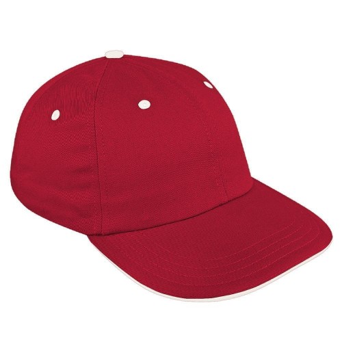 Red-White Canvas Leather Dad Cap Red-White Canvas Leather Dad Cap