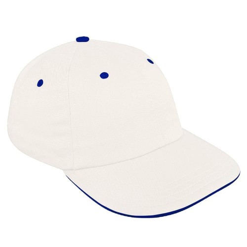 White-Royal Blue Canvas Leather Dad Cap