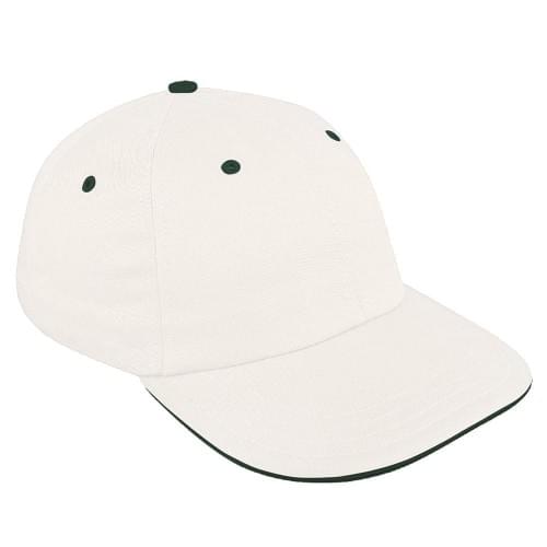 White-Hunter Green Canvas Self Strap Dad Cap