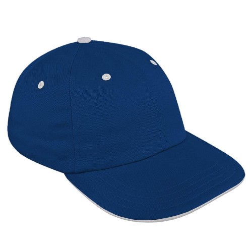 Navy-White Accent Trim Unstructured Duck Leather Baseball Cap