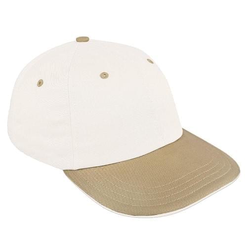 White-Khaki Canvas Snapback Dad Cap