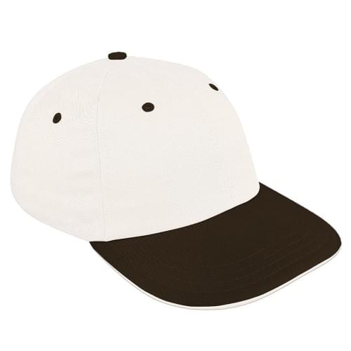 White-Black Canvas Leather Dad Cap