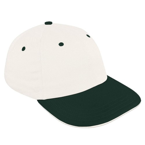 White-Hunter Green Canvas Leather Dad Cap