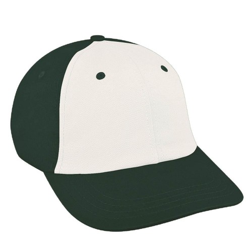 White-Hunter Green Canvas Leather Dad Cap